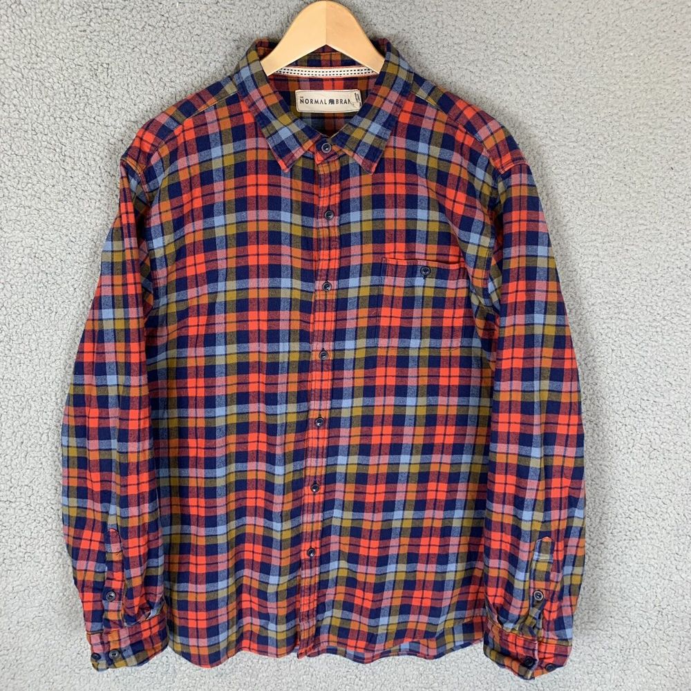 The Normal Brand Shirt Mens XXL Plaid Long‎ Sleeve Button Up Flannel Cotton
